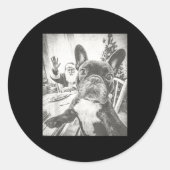 Funny Ai French Bulldog Selfie With Santa Claus Ch Ronde Sticker (Voorkant)