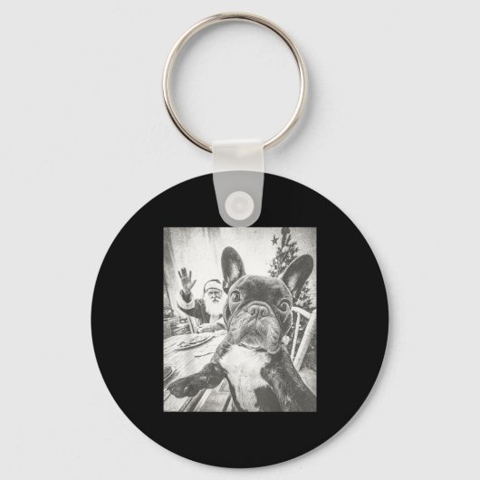 Funny Ai French Bulldog Selfie With Santa Claus Ch Sleutelhanger (Voorkant)