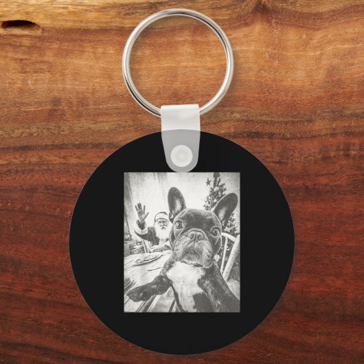Funny Ai French Bulldog Selfie With Santa Claus Ch Sleutelhanger (Voorkant)
