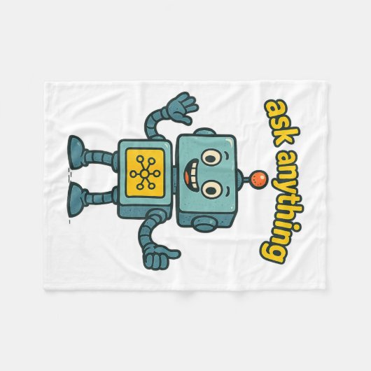 Funny Ai Robot With Ask Anything Quote _ Geek Tee Fleece Deken (Voorkant (Horizontaal))