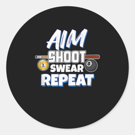 Funny Aim Pool Player Gift Billiard Balls Ronde Sticker (Voorkant)
