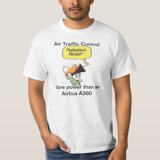 Funny Air Traffic Control Airbus Cartoon T-shirt (Voorkant)