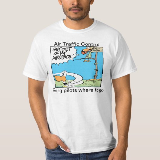 Funny Air Traffic Control Airspace Cartoon Shirt (Voorkant)