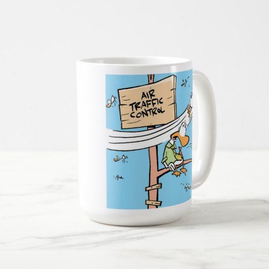 Funny Air Traffic Control Cartoon Coffee Mok (Voorkant rechts)