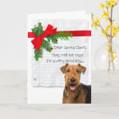 Funny Airedale Boy Kerstmis Kaart (Gele Bloem)
