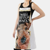 Funny Airedale doodsbang zit in de waterverf van s Schort (Insitu)