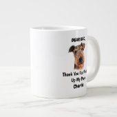 Funny Airedale doodsbange Waterverf Canine Art Grote Koffiekop (Voorkant rechts)