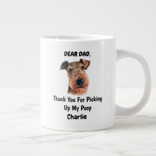 Funny Airedale doodsbange Waterverf Canine Art Grote Koffiekop