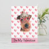 Funny Airedale, ik wil jullie Valentijnsdag geven Feestdagenkaart (Staand voorkant)