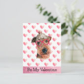 Funny Airedale is mijn Valentijn Dog Valentijnsdag Feestdagenkaart (Staand voorkant)