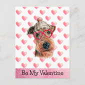 Funny Airedale is mijn Valentijn Dog Valentijnsdag Feestdagenkaart (Voorkant)