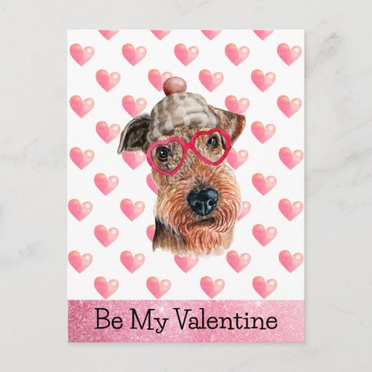 Funny Airedale is mijn Valentijn Dog Valentijnsdag Feestdagenkaart (Voorkant)