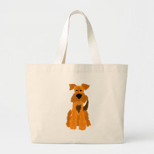 Funny Airedale Terrier Dog Art Grote Tote Bag