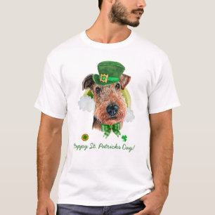 Funny Airedale Terrier Gold St. Patricks Day T-shirt