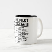 Funny Airline Pilot Hourly Rate Tweekleurige Koffiemok (Voorkant rechts)