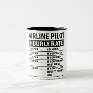 Funny Airline Pilot Hourly Rate Tweekleurige Koffiemok