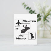 Funny Airline T-shirt Slater is mijn Hero Briefkaart (Staand voorkant)