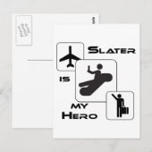 Funny Airline T-shirt Slater is mijn Hero Briefkaart (Voorkant / Achterkant)