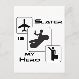 Funny Airline T-shirt Slater is mijn Hero Briefkaart