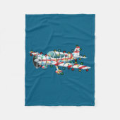 Funny Airplane Christmas Graphics Lights Lover Lon Fleece Deken (Voorkant)