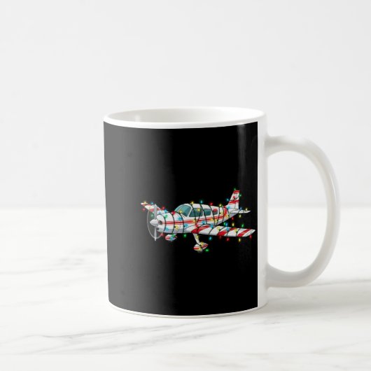 Funny Airplane Christmas Graphics Lights Lover Lon Koffiemok (Rechts)