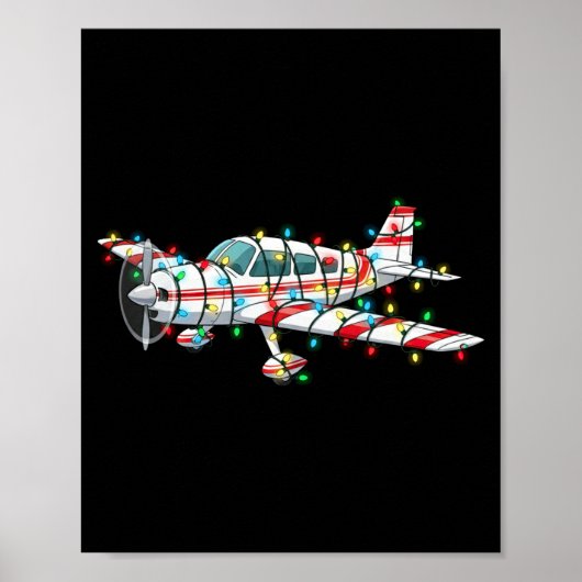Funny Airplane Christmas Graphics Lights Lover Lon Poster (Voorkant)