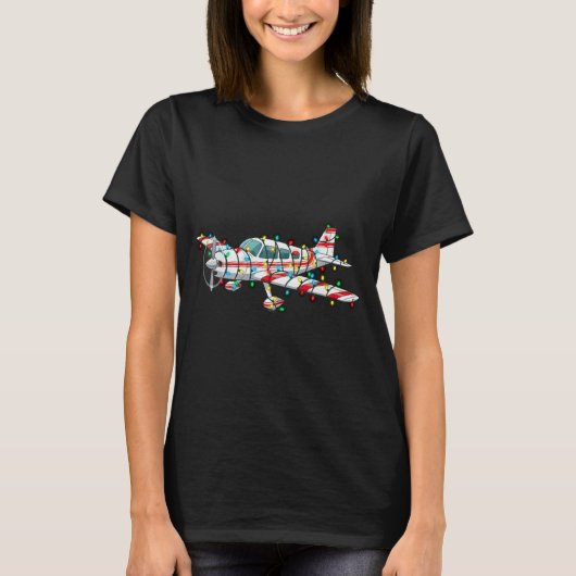 Funny Airplane Christmas Graphics Lights Lover Lon T-shirt (Voorkant)