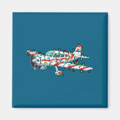 Funny Airplane Christmas Graphics Lights Lover Magneet (Voorkant)
