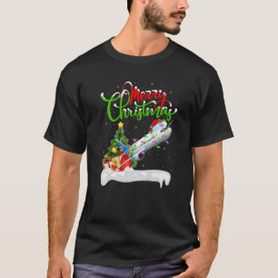 Funny Airplane Lover Xmas Lighting Santa Airplane T-shirt