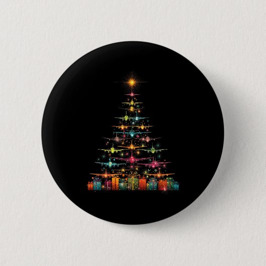 Funny Airplanes Christmas Tree Graphic Air Planes  Ronde Button 5,7 Cm (Voorkant)