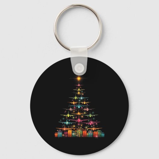 Funny Airplanes Christmas Tree Graphic Air Planes  Sleutelhanger (Voorkant)