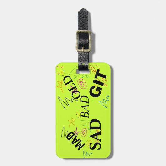 Funny Airport Codes: MAD SAD BAD OUD GIT Bagagelabel (Voorkant verticaal)