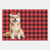 Funny Akita Christmas Dog Buffalo Plaid Inpakpapier Vel (Voorkant 3)