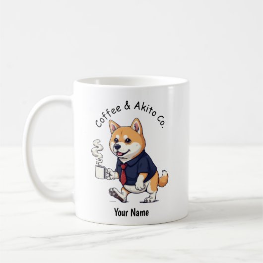 Funny  Akita dog Business Suit Coffee  Koffiemok (Links)