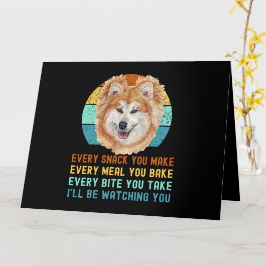Funny Akita Inu of Kuma Inu Dog Elke snack je Ma Kaart (Gele Bloem)