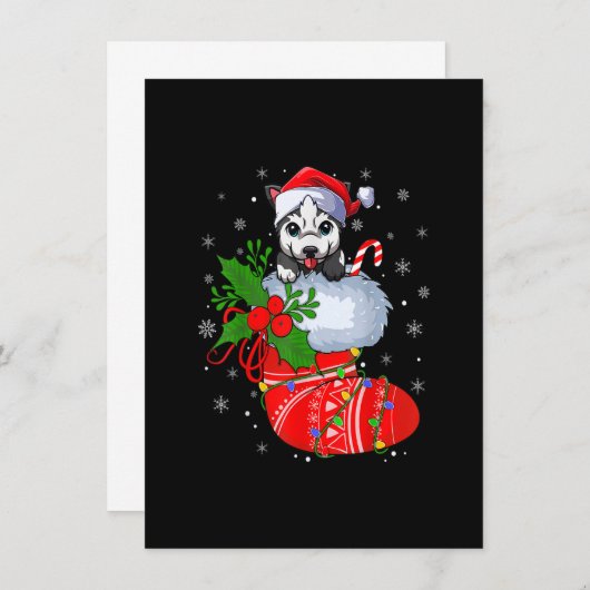 Funny Alaskan Malamute Dog in kerstsokken zant Kaart (Voorkant / Achterkant)