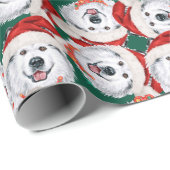 Funny Alaskan Malamute Kerstmis Pattern Cadeaupapier (Rol Hoek)