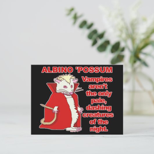 Funny Albino Possum Vampire Animal Briefkaart (Staand voorkant)