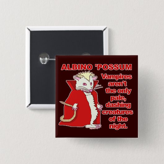 Funny Albino Possum Vampire Animal Vierkante Button 5,1 Cm (Voorkant /achterkant)