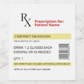 Funny Alcohol Prescription Wine Label Wijn Etiket (Enkel label)