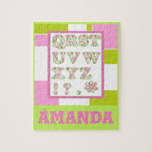 Funny alfabet, bloemalfabet, alfabet legpuzzel