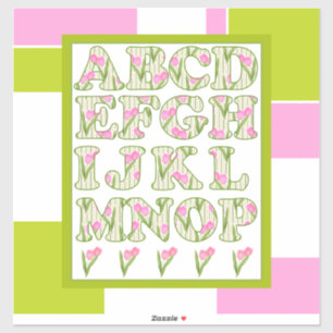 Funny alfabet, bloemalfabet, alfabet sticker
