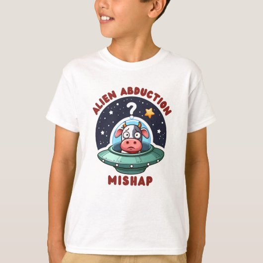 Funny Alien Abduction Mishap - Schattigee Verwarde T-shirt (Voorkant)
