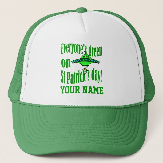 Funny alien cartoon St Patrick's Trucker Pet (Voorkant)