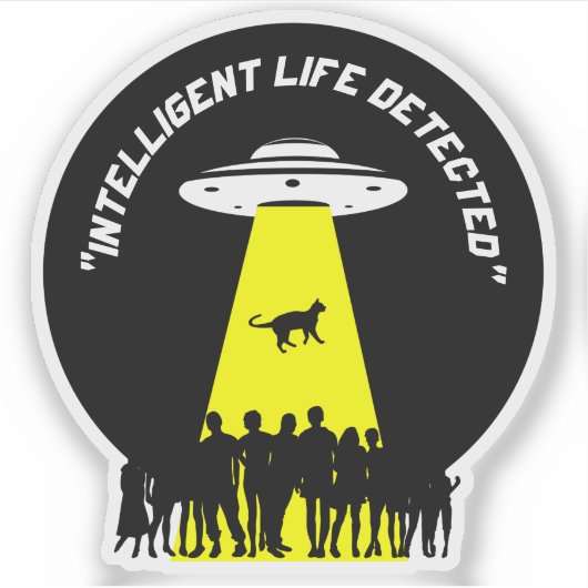 Funny Alien Cat Abduction Sticker (Voorkant)