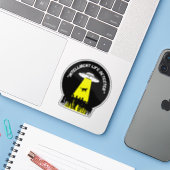 Funny Alien Cat Abduction Sticker (Laptop met iPhone)