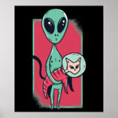 Funny Alien Cat Lover UFO Kitten Spaceship Flying Poster (Voorkant)