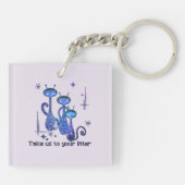 Funny Alien Cats | Take Us To Your Litter Sleutelhanger (Achterkant)