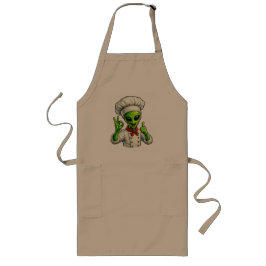 Funny Alien Chef Design Cute Space Cook With Chef Lang Schort