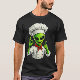 Funny Alien Chef Design Cute Space Cook With Chef T-shirt